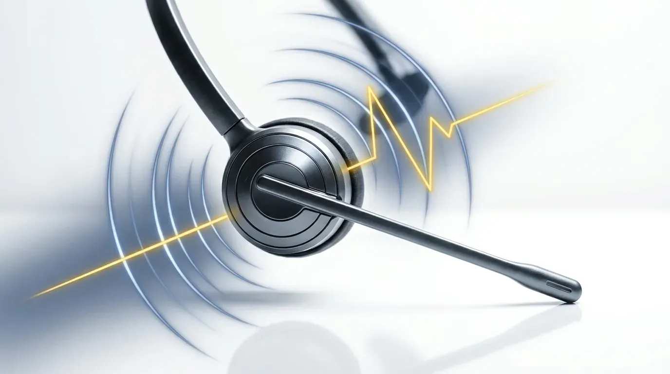 Conversational AI: Headset mit Soundwellen – KI-Telefonassistent von Sellium